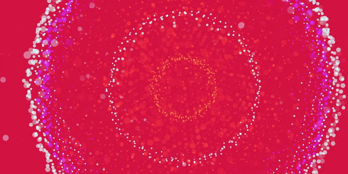 Abstract image of dots in rings around a center point expanding outwards